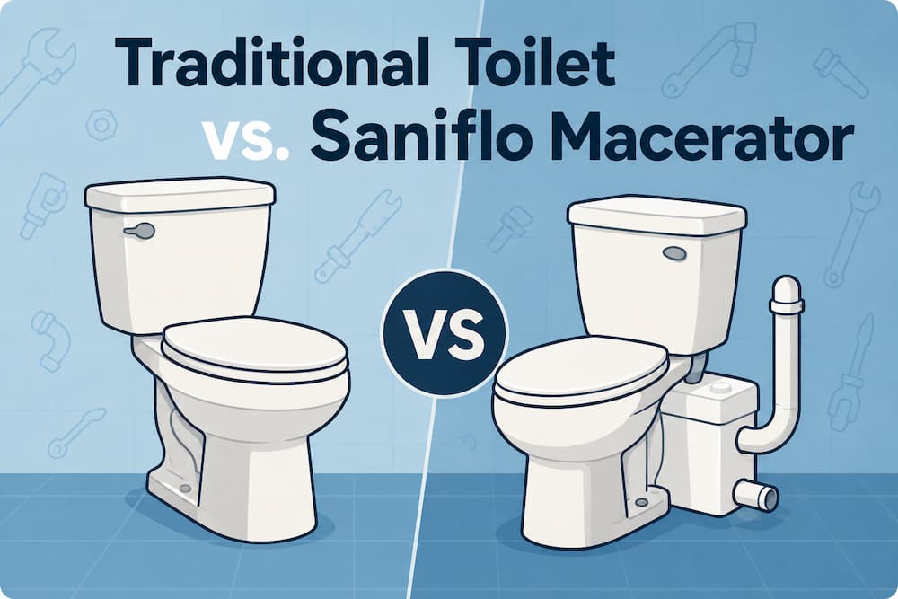 Traditional Toilet vs. Saniflo Macerator